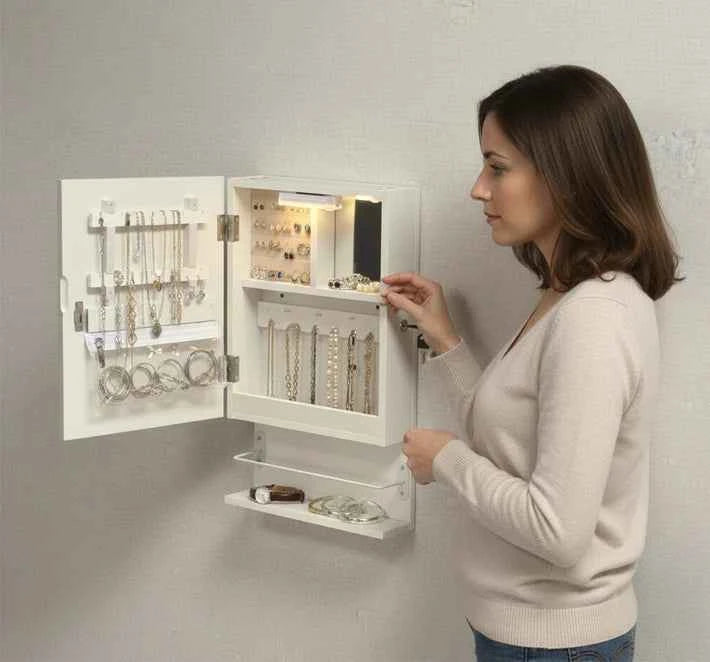 Stella Cosmetics Cabinet with LED Light - White - Fine Living