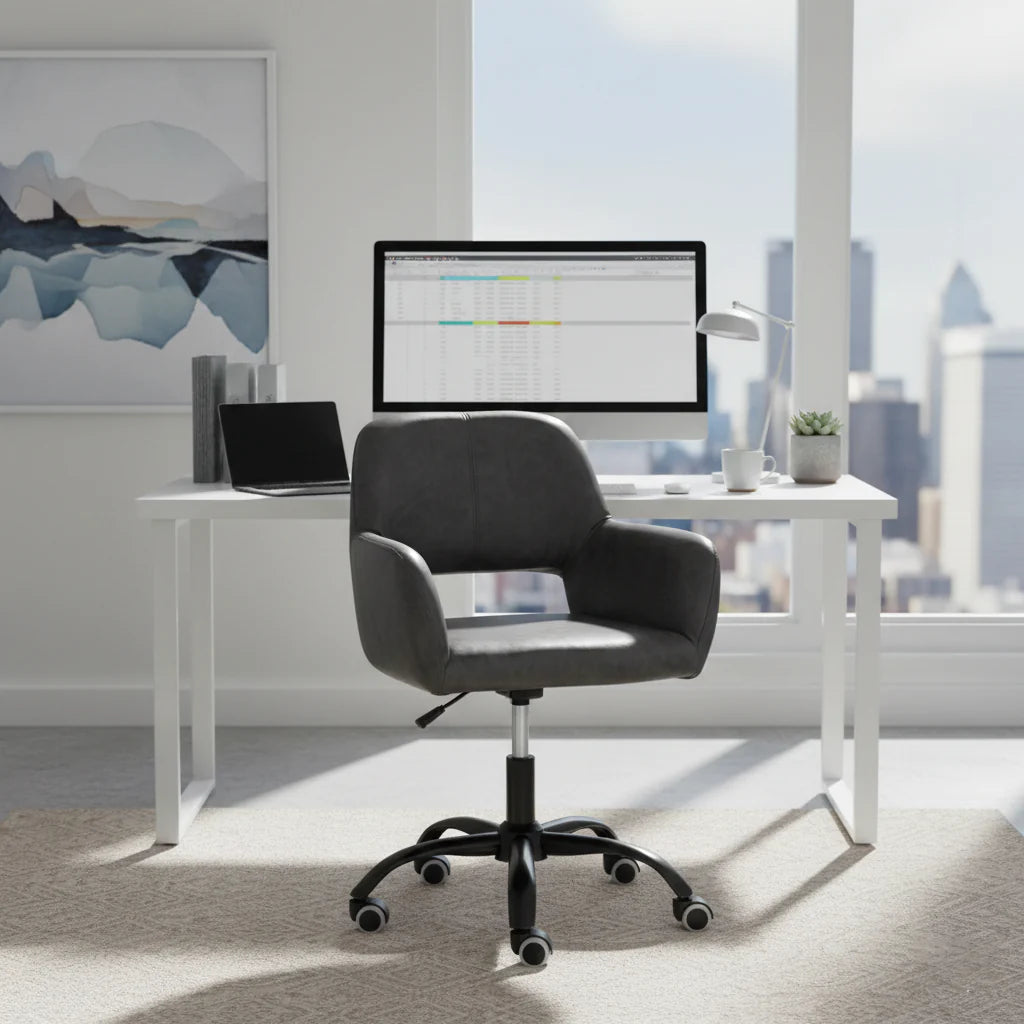 Aurelia Executive Office Leather Chair - Grey - Finery ALLUSTRA