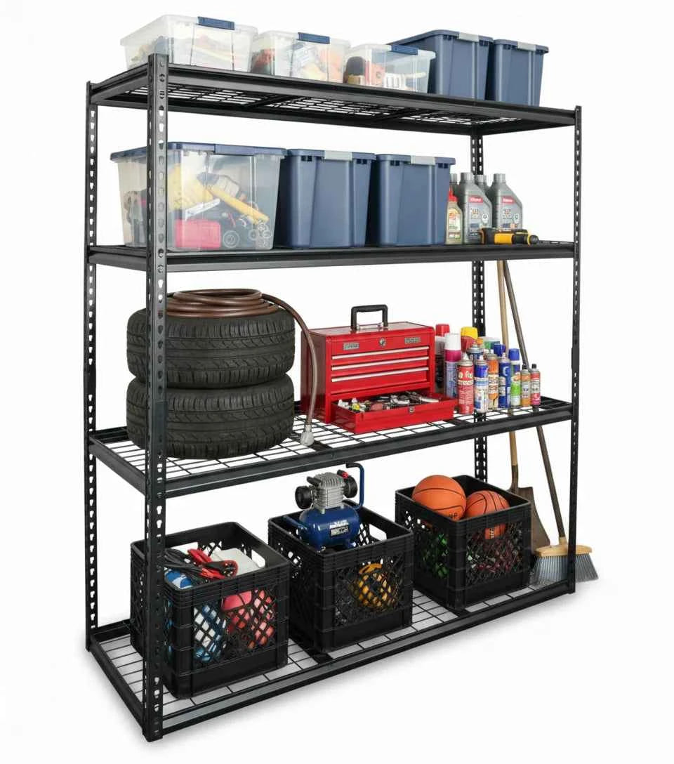 4 Tier Matt Black Heavy Grade Shelf