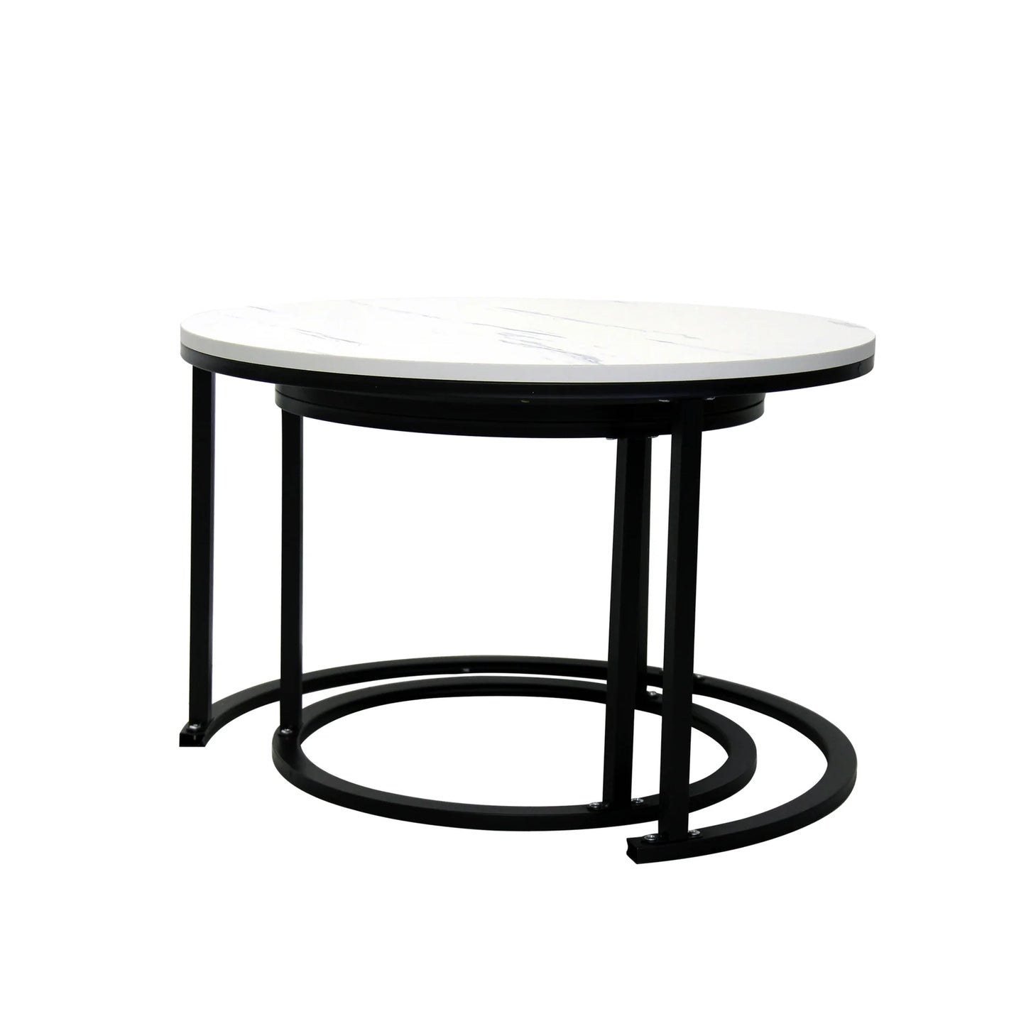 Eclipse 2pc Nesting Tables - Marble White & Black ALLUSTRA