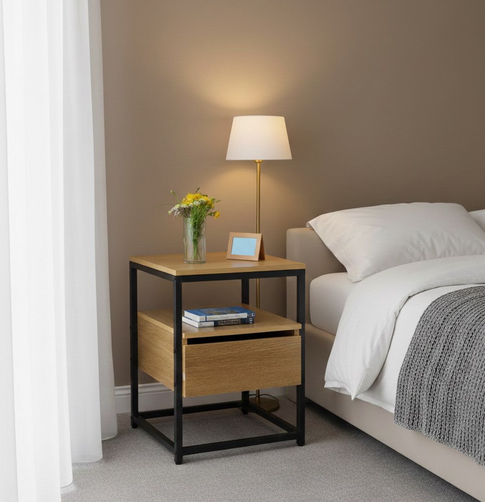 Fine Living Athens Side Table - Wood Top