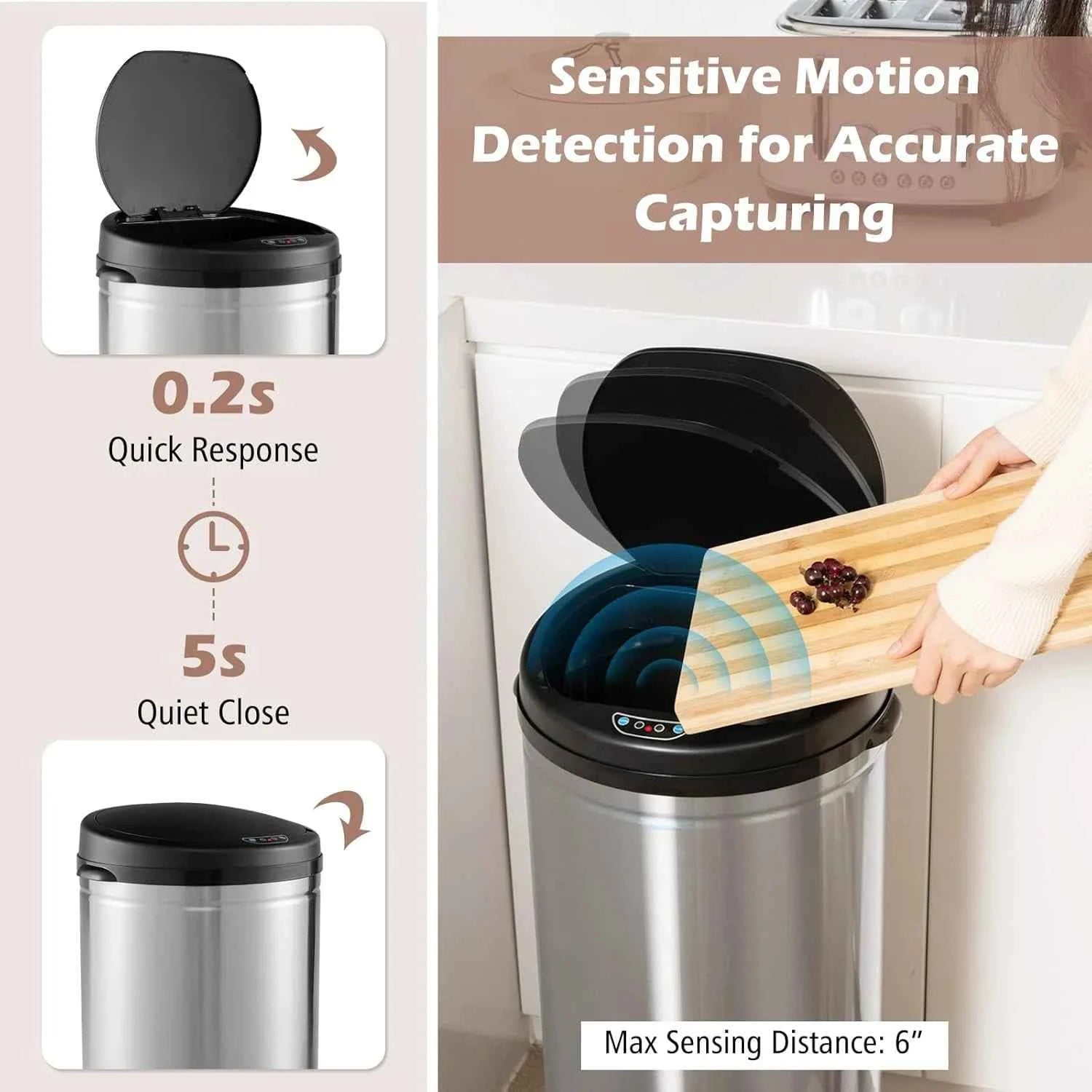 Auto Waste Sensor Trash Bin - Chrome - 50L