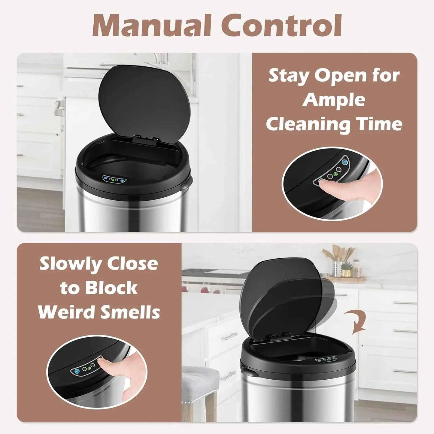 Auto Waste Sensor Trash Bin - Chrome - 50L
