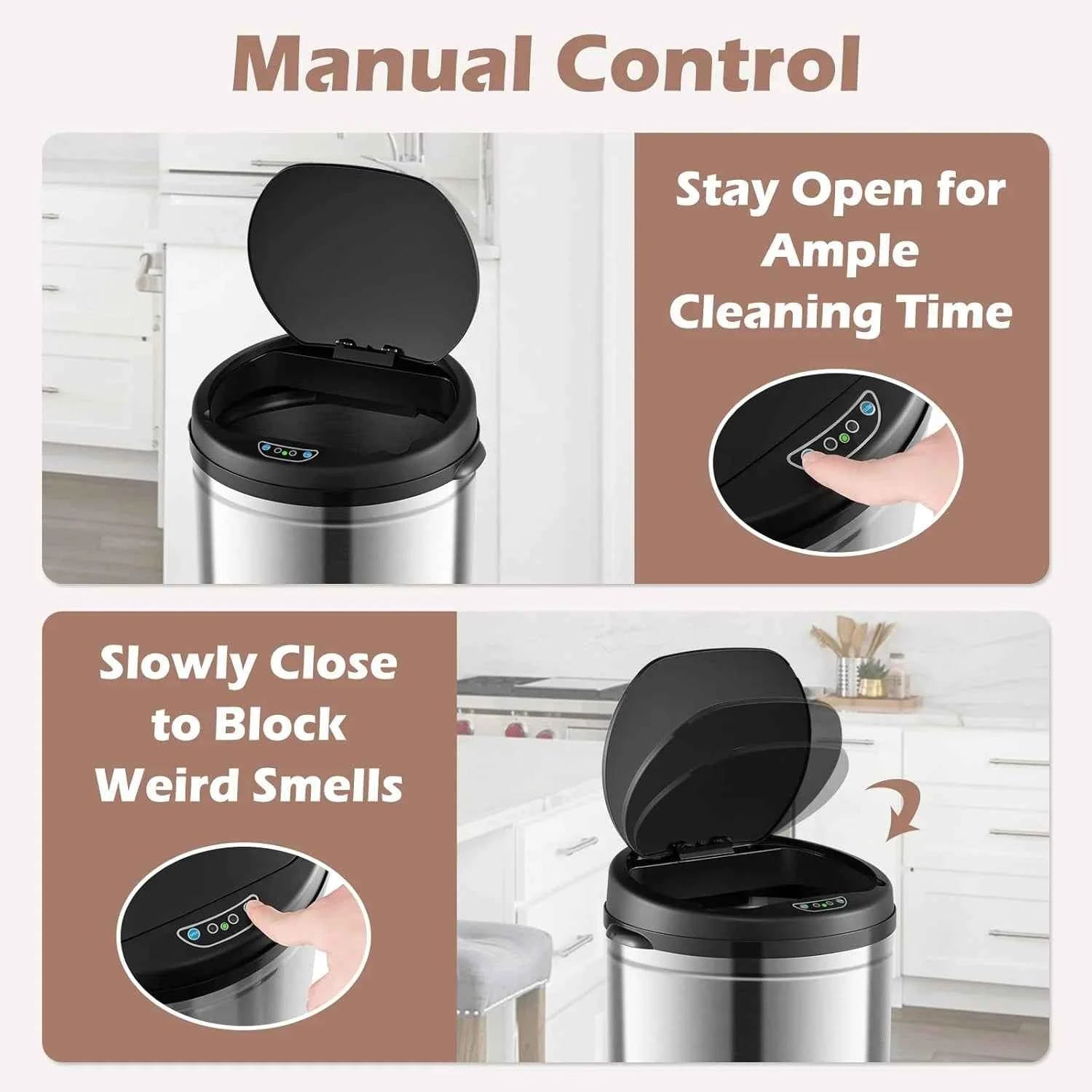 Auto Waste Sensor Trash Bin - Chrome - 50L