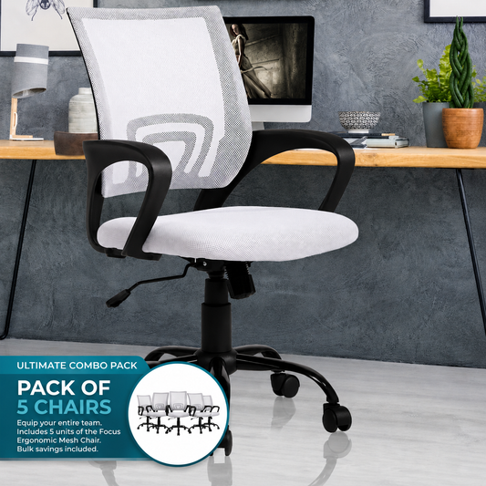 Focus Office Desk Chair - White - Pack of 5 ALLUSTRA