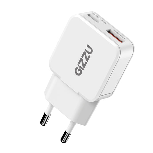 Gizzu 2-Port 20W GaN Wall Charger | USB-C PD + USB-A | SYNTECH