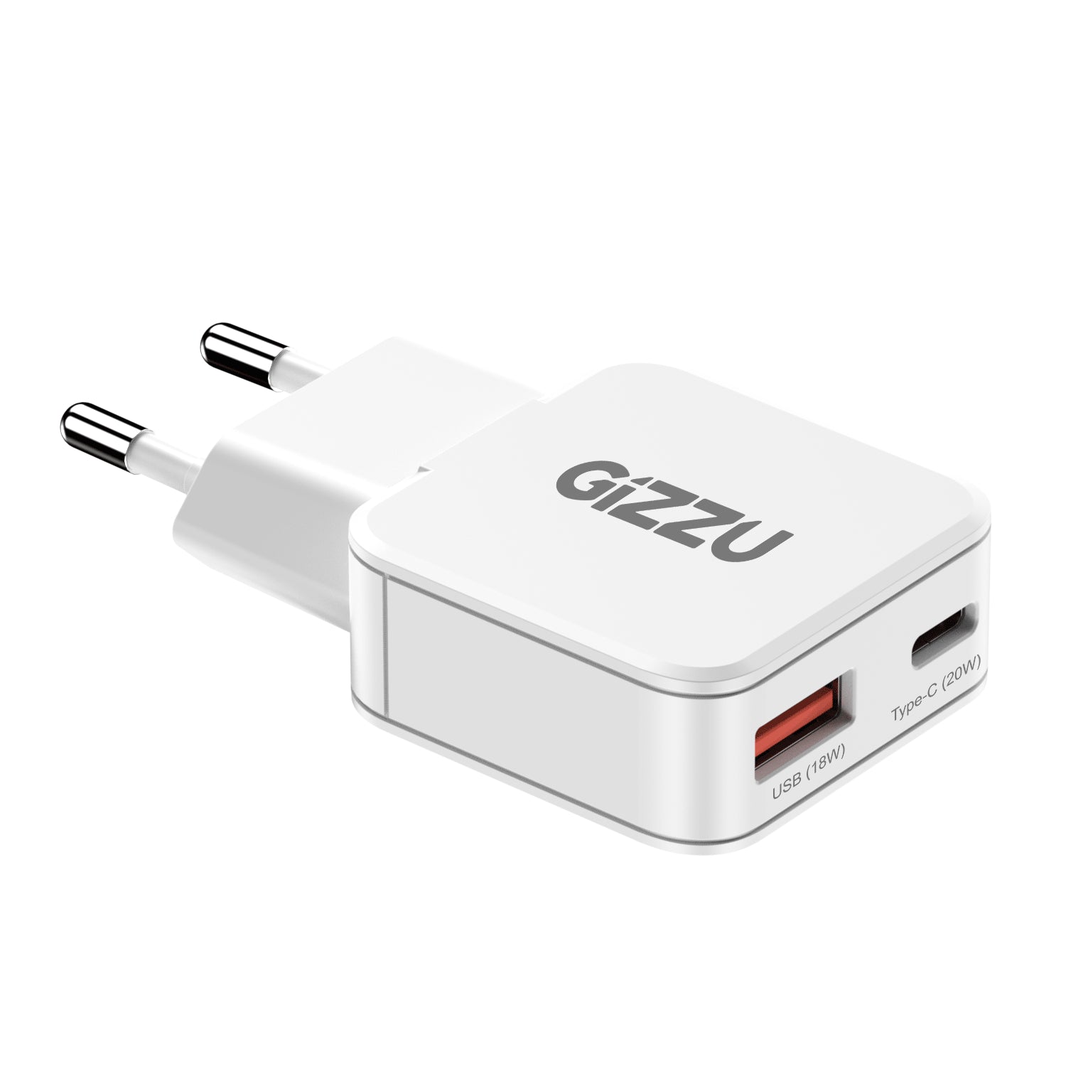 Gizzu 2-Port 20W GaN Wall Charger | USB-C PD + USB-A | SYNTECH