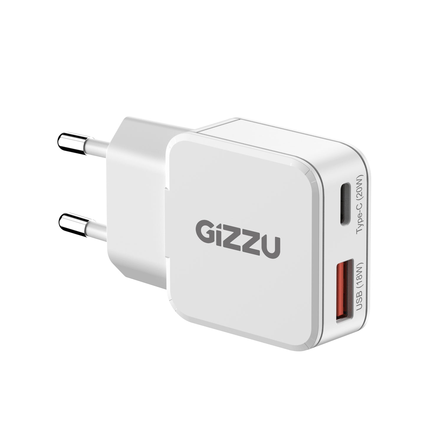 Gizzu 2-Port 20W GaN Wall Charger | USB-C PD + USB-A | SYNTECH