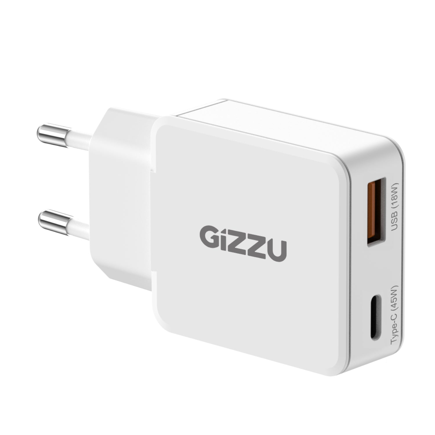 Gizzu 2-Port 45W GaN Wall Charger | Laptop + Phone | 30W+12W | SYNTECH