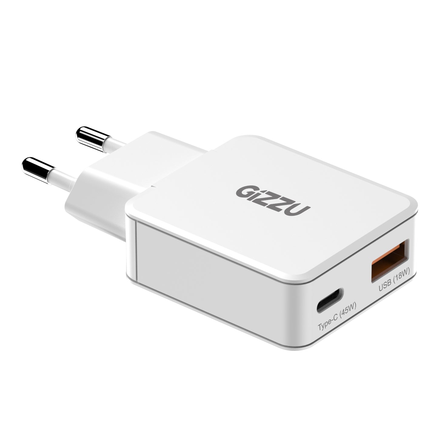 Gizzu 2-Port 45W GaN Wall Charger | Laptop + Phone | 30W+12W | SYNTECH