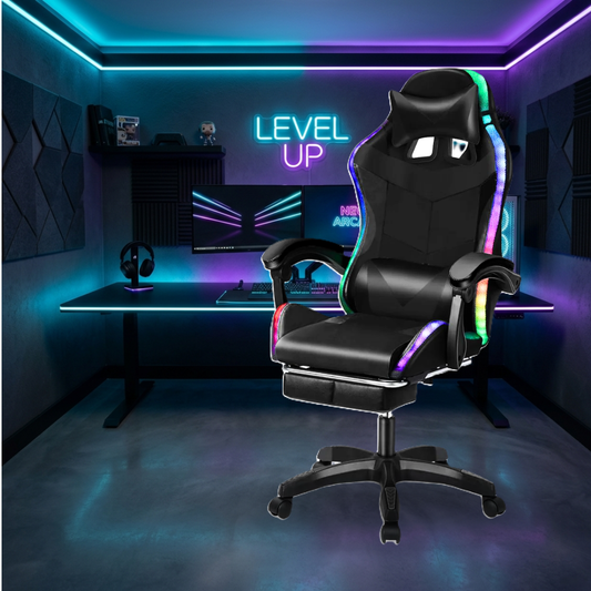 LED Lights Gaming Chair - Black calasca