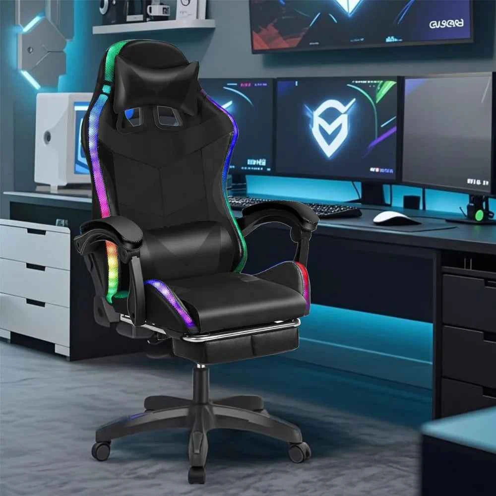 LED Lights Gaming Chair - Black