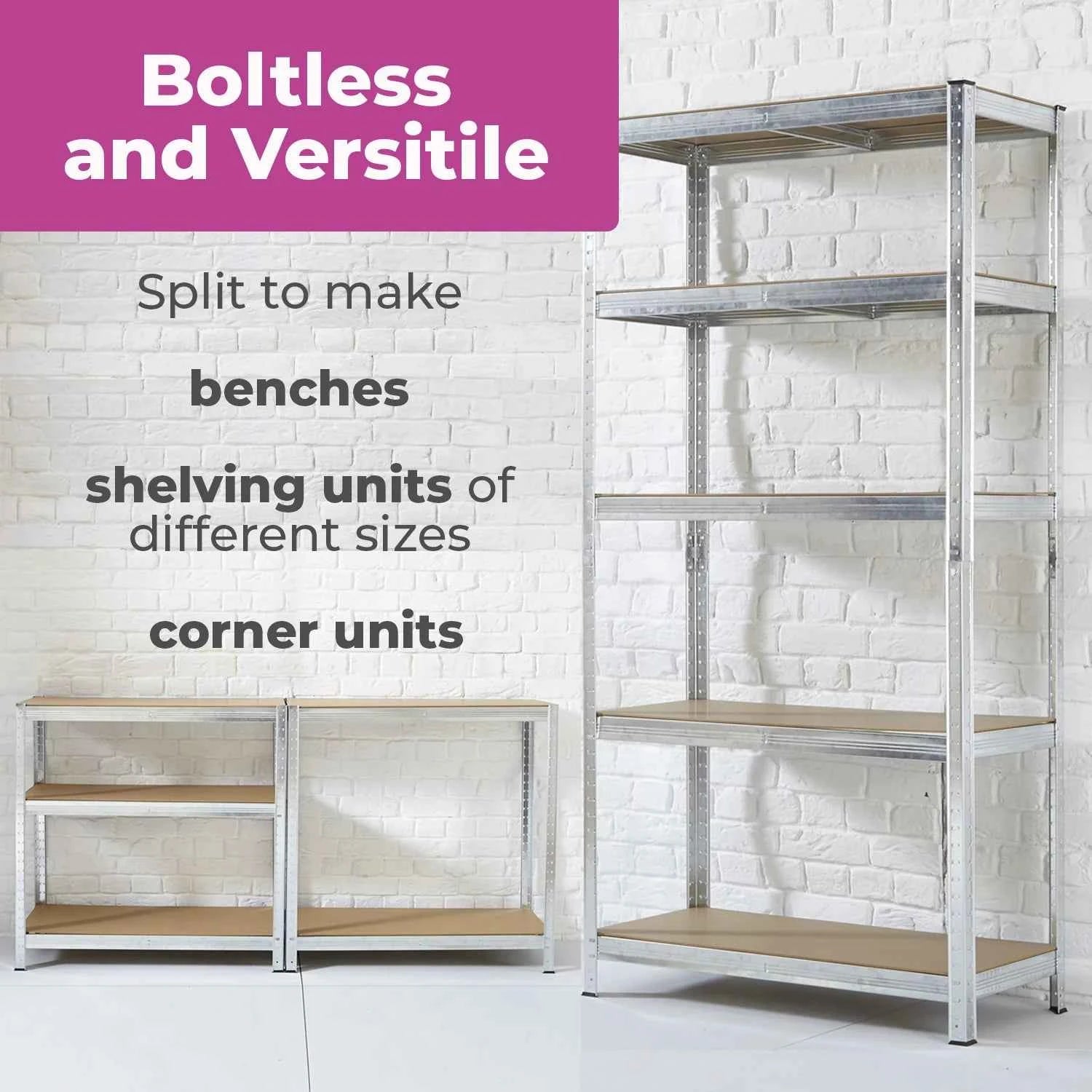 5 Tier Shelf - Galvanized Steel - 180 x 90 x 30 cm