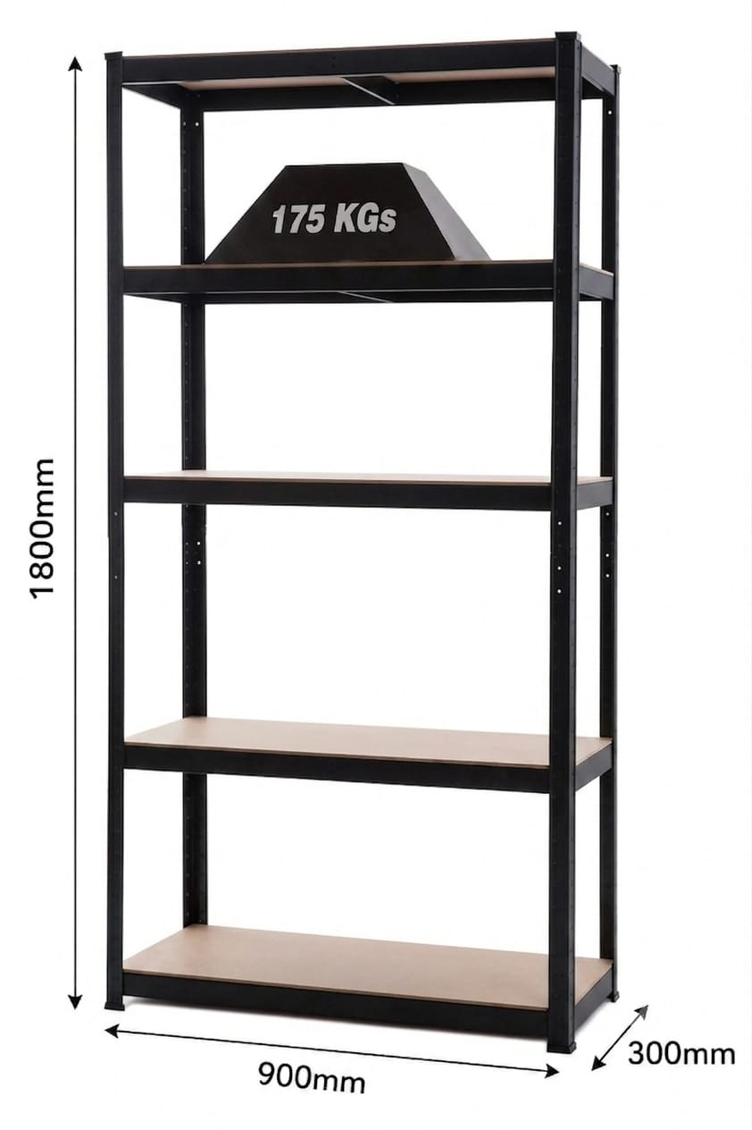 Allustra Modus Onyx 5-Tier Adjustable Storage Rack - 900x 30 x 180cm ALLUSTRA