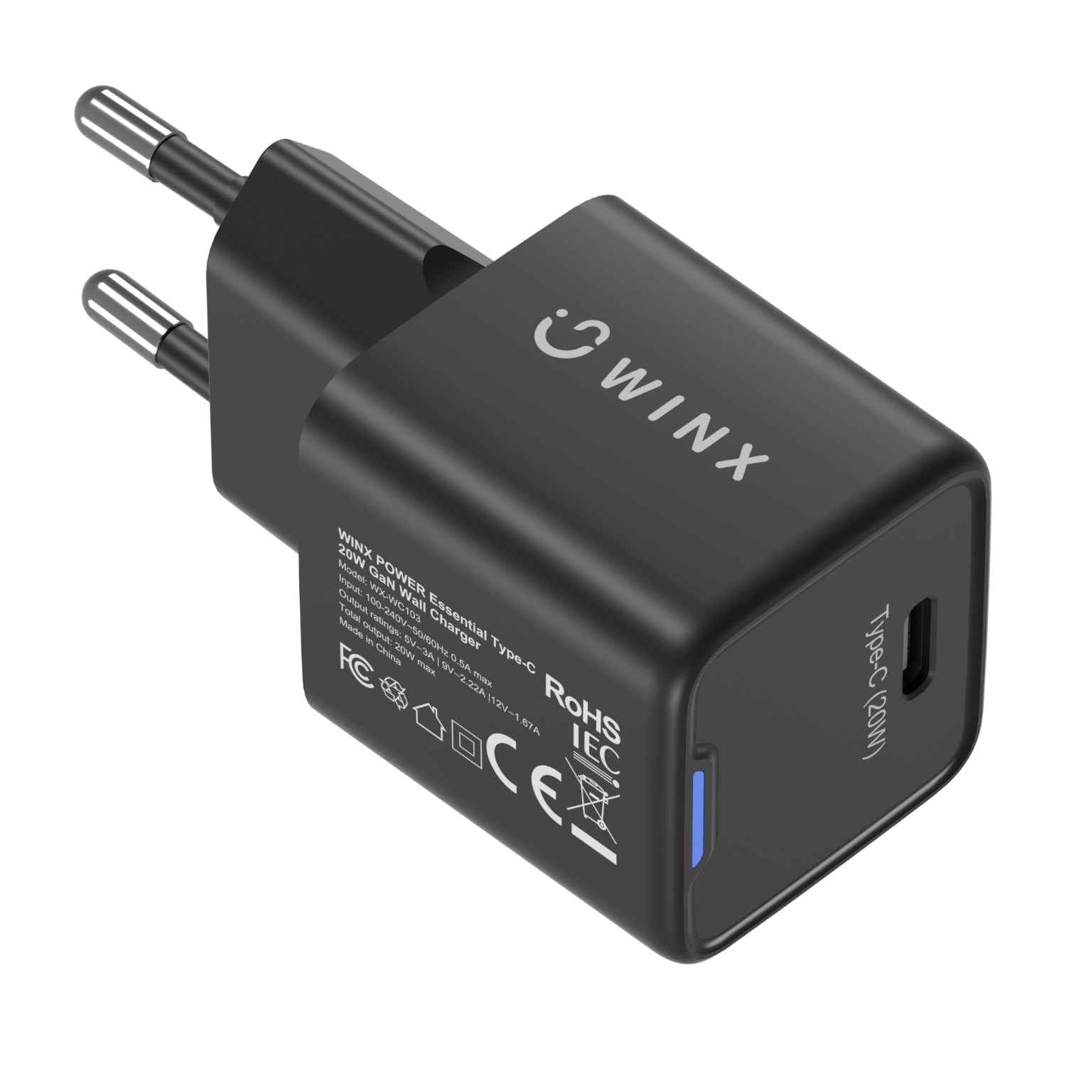 WINX POWER Essential 20W GaN Charger | USB-C + Cable Included |