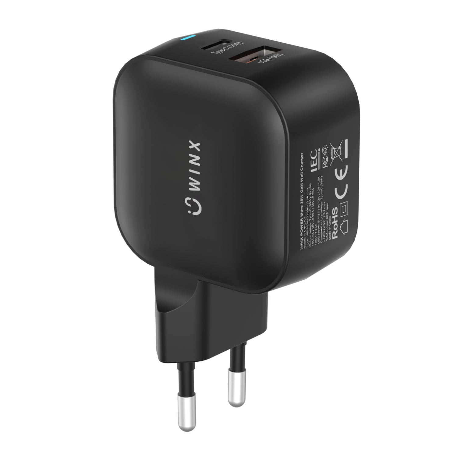 WINX POWER More 35W GaN Charger | 2 Ports USB-C + USB-A | SYNTECH