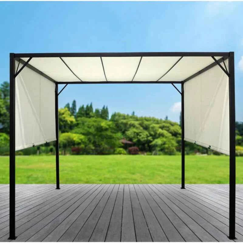 NobleShade Pergola with Sliding Roof Curtain  - Beige - Fine Living