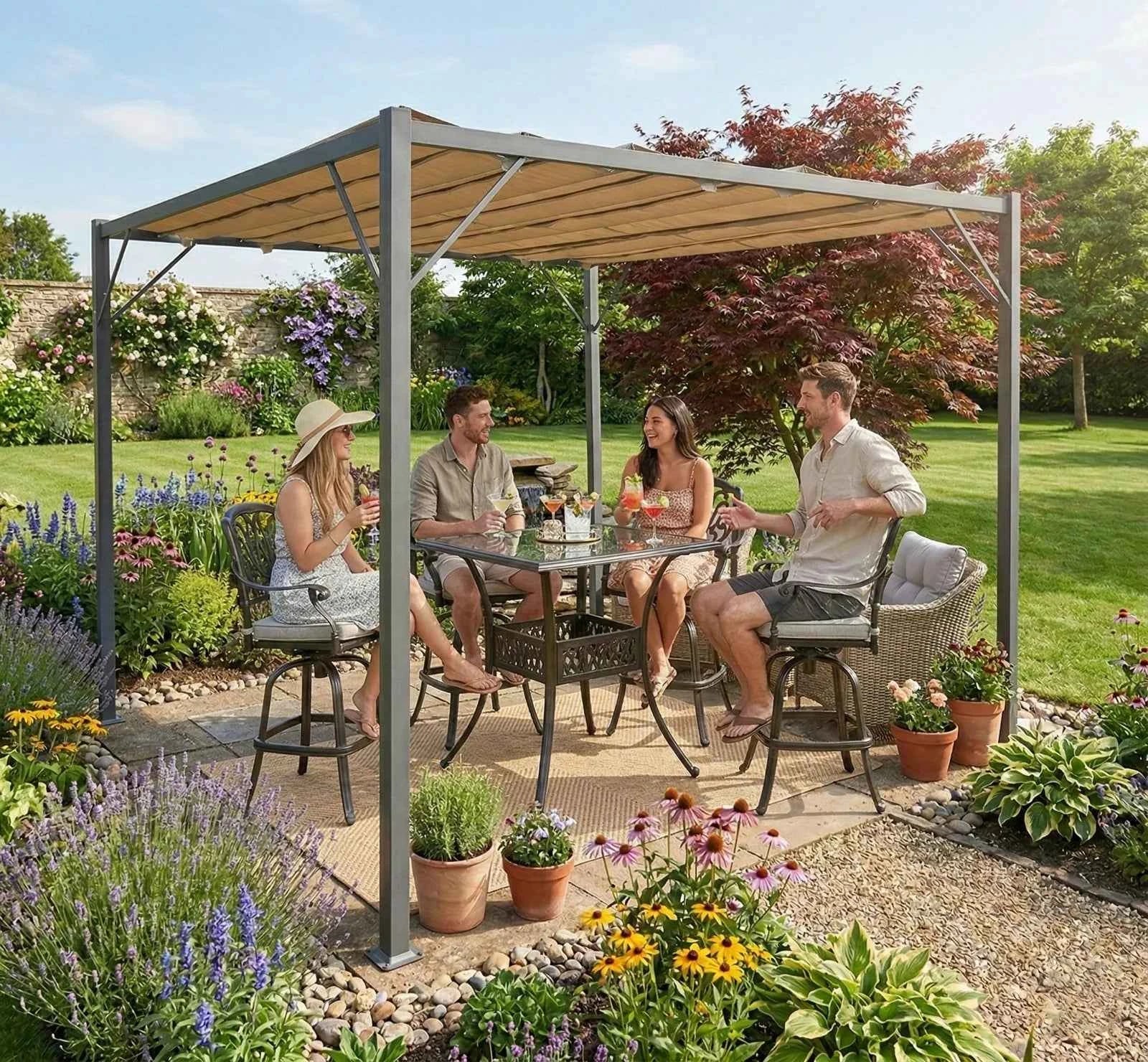 RoyalPatio Bioclimatic Pergola - Beige - Finery