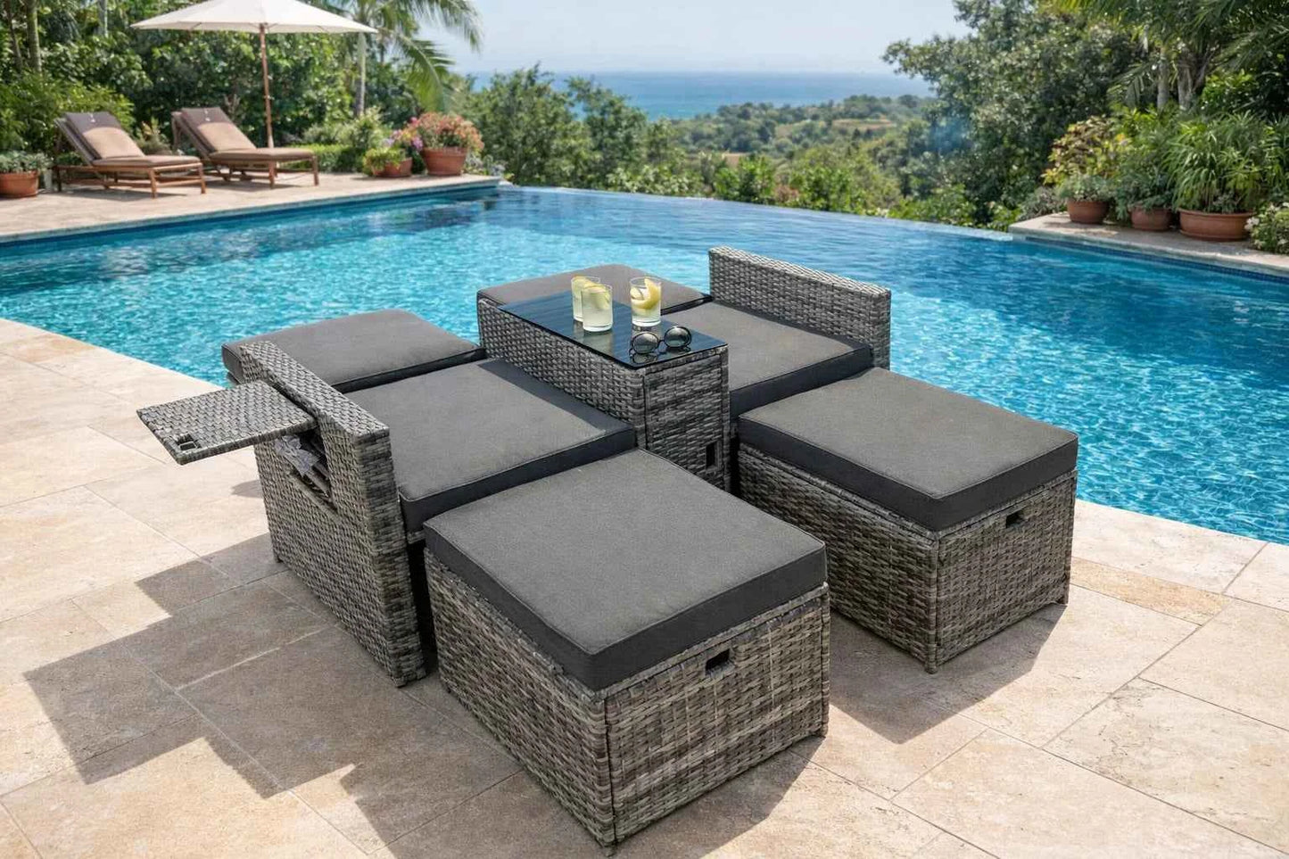 Zanzibar 5pc Patio Set - Grey