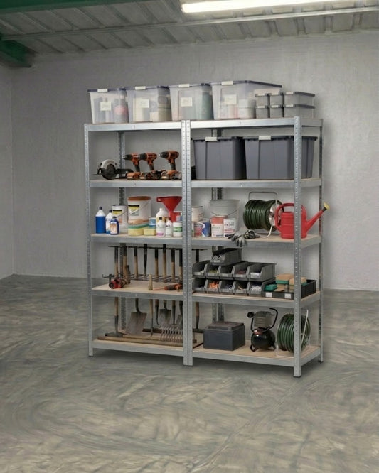 Allustra Modus Galvanised 5 Tier Adjustable Storage Rack - 900 x 30 x 180cm [2 Pack] ALLUSTRA