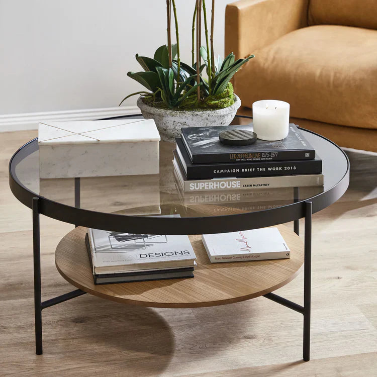 Velour 2 Tier Round Coffee Table - Finery ALLUSTRA