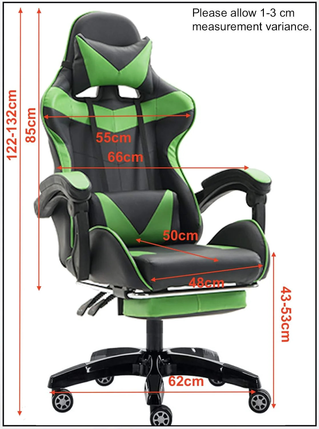 LED Lights Gaming Chair - Green/Black calasca