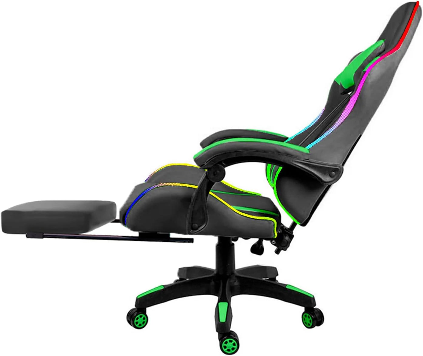 LED Lights Gaming Chair - Green/Black calasca