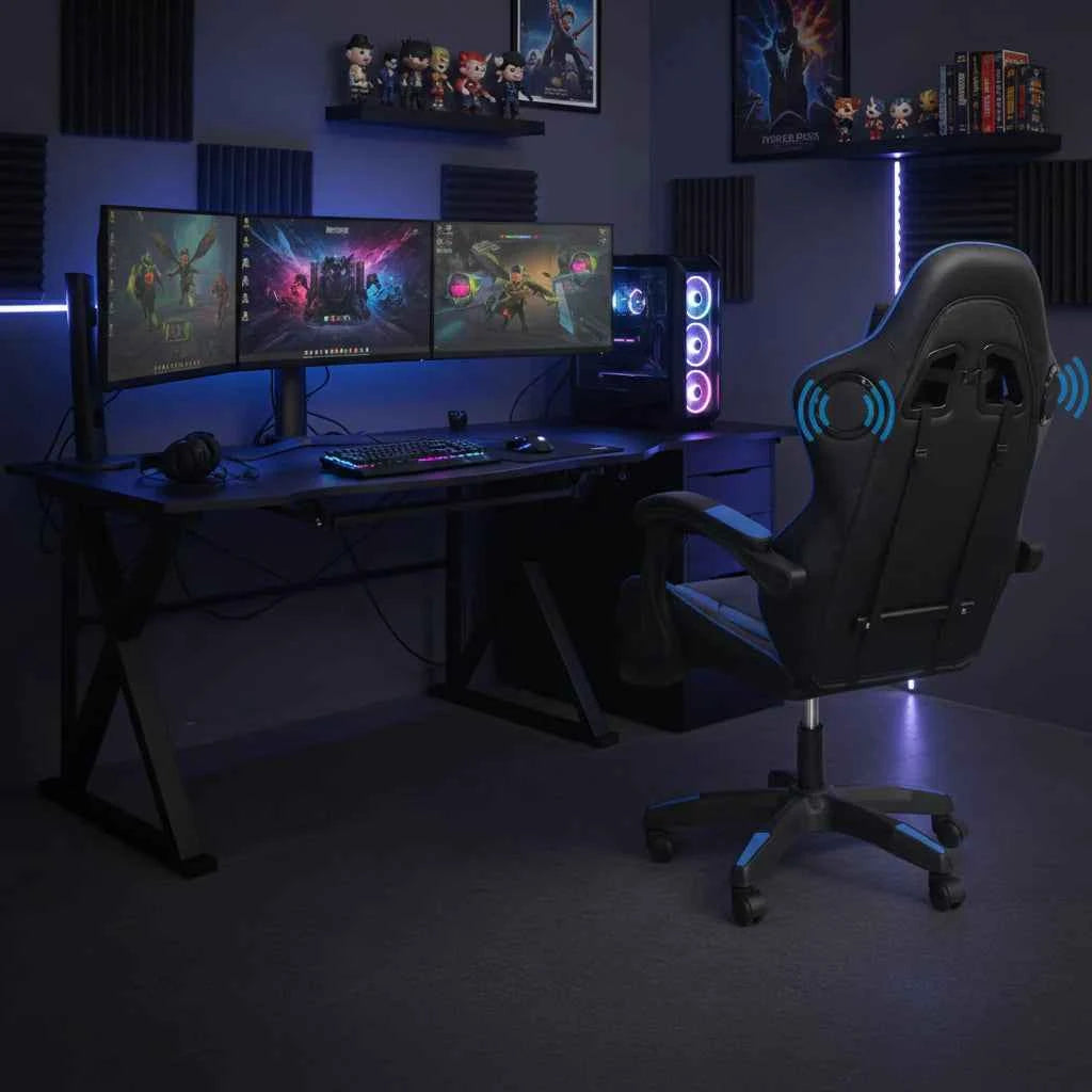 SoundThrone Gaming Chair with Speaker - Black/ Blue
