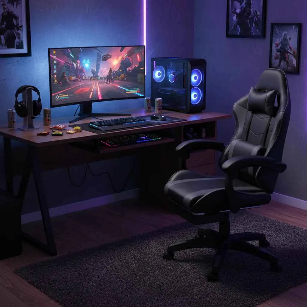 SoundThrone Gaming Chair with Speaker - Black/ Grey